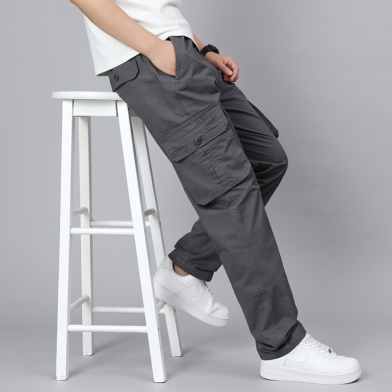 Men's Pure Cotton Long Pants, New Spring and Autumn Style, Loose Fit with Multiple Pockets, Workwear Pants, Plus Size Casual Pants for Young and Middle-Aged Men Men's Pure Cotton Long Pants, New Spring and Autumn Style, Loose Fit with Multiple Pockets, Workwear Pants, Plus Size Casual Pants for Young and Middle-Aged Men