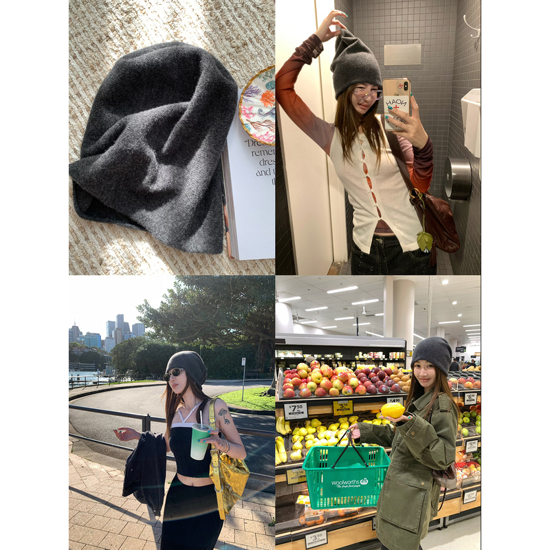 Vcruan Earth Store Perfect Black Gray Woolen Cold Weather Hat One More Point Not Afraid of Pride Rn253313