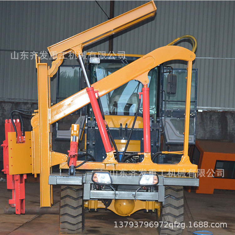 Копер 小型护栏打桩机 铲车式打拔钻一体机 260液压锤空压护栏打桩机