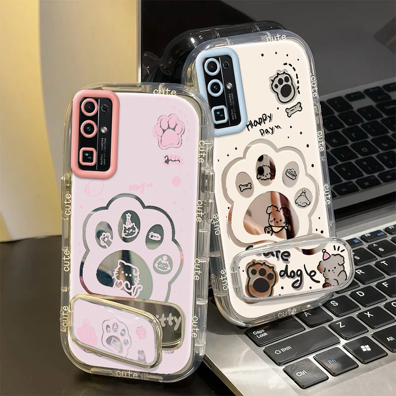 Suitable for Honor 30 Phone Case 30Pro/30Pro+/30S New Model Honor30 Youth Version Lite Huawei Cute Cat Paw Print Airbag Mirror Stand C Thirty Anti-Drop Soft Case for Men and Women Trendy
