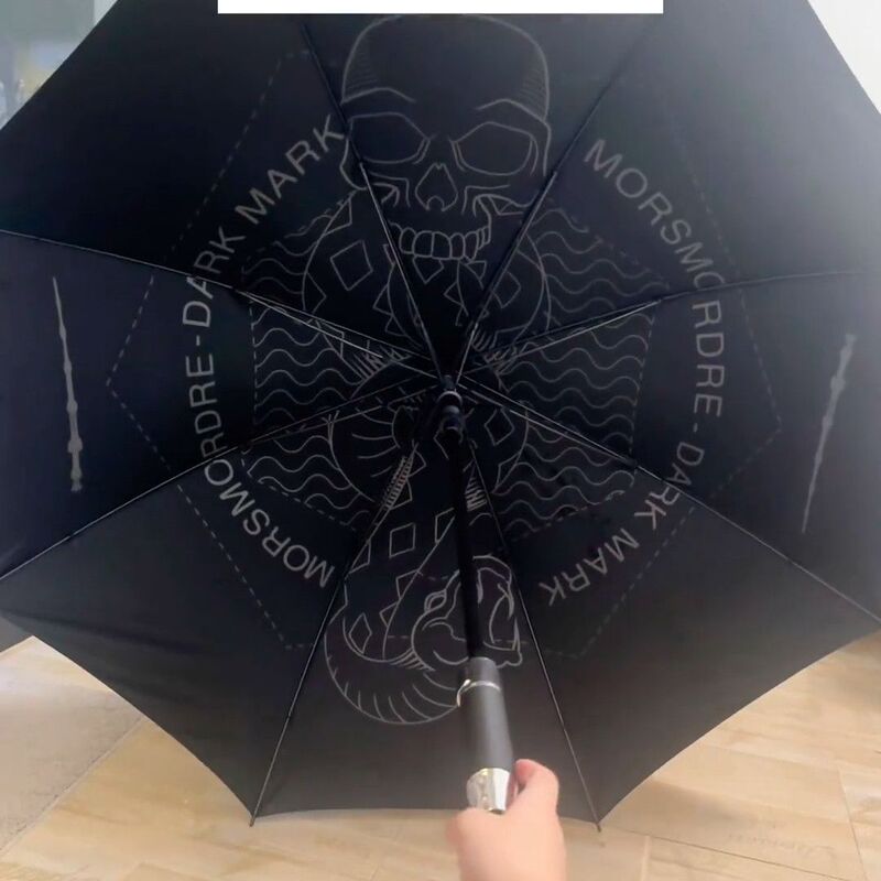 Harry Potter Death Eater Laser-Reflective Long-Handled Umbrella, Wind-Resistant, Color-Changing When Exposed to Water, 70% off Windproof Straight Umbrella