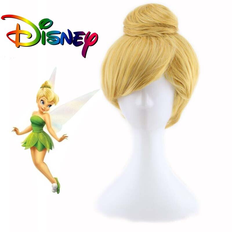 Wonderful Fairy Tinkerbell Performance Wig Golden Bun Hairstyle Cos Wig
