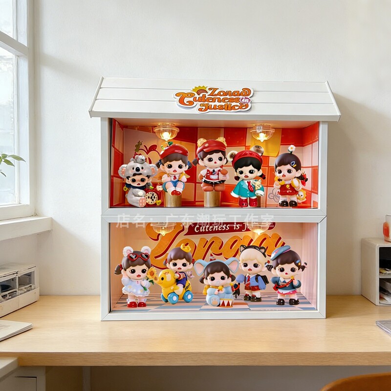 Suitable for Zoraa Cute Is Justice Series Figurines, High-Definition Display Cabinet, Blind Box Decoration, White Scene Wooden Box Suitable for Zoraa Cute Is Justice Series Figurines, High-Definition Display Cabinet, Blind Box Decoration, White Scene Wooden Box