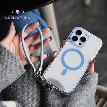 Leeu Design 6mm Liquid Leather Wrist Phone Lanyard Short Portable Double Buckle Phone Chain Outdoor Anti-Lost Wrist Chain Simple and Versatile