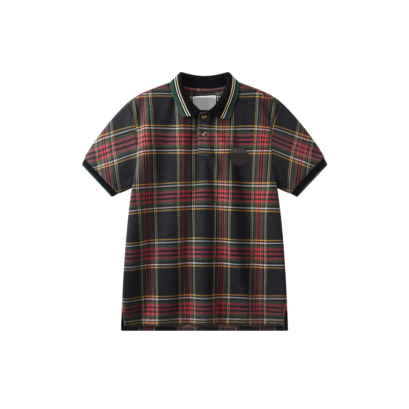 [Same Style as Jin Zhutian] Independent Vivi Classic Saturn Plaid Polo Short-Sleeve Shirt
