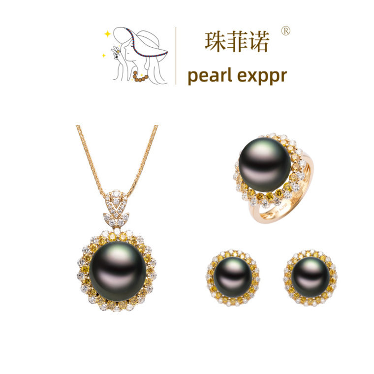 大溪地黑珍珠项链耳钉戒指💎 | pearl exppr/珠菲诺奢华珠宝-颈饰-淘宝好物网