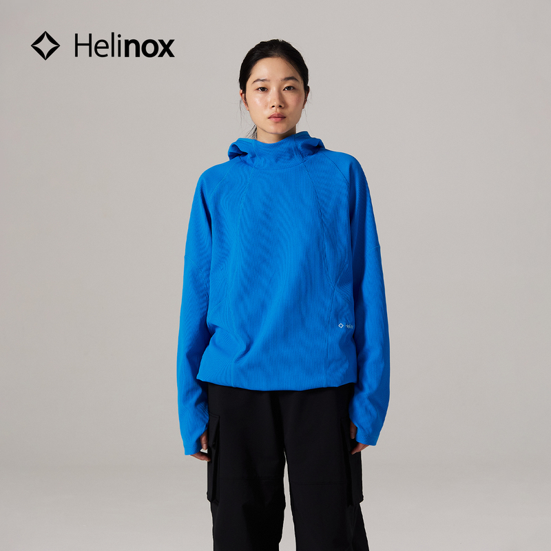 Helinox Waffle Long-Sleeved Hooded Sweatshirt for Light Outdoor City Hiking and Casual Wear