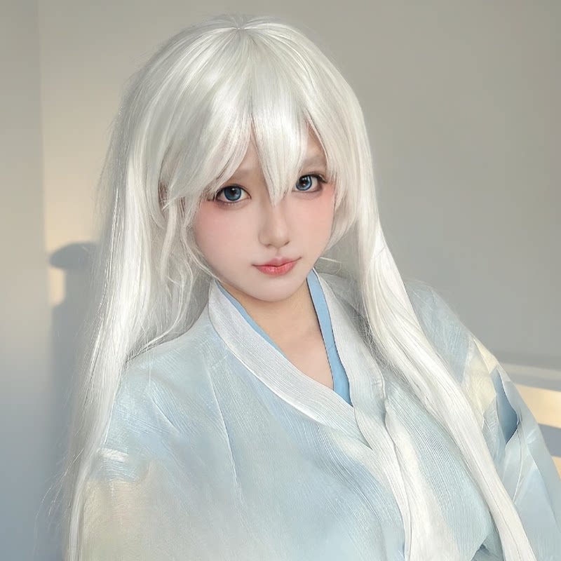 蛊真人cos服白凝冰女清冷感纯白色长直发空气刘海新中式整顶头套,美到窒息的古风造型,你准备好了吗?🌸-帽子假发-淘宝好物网