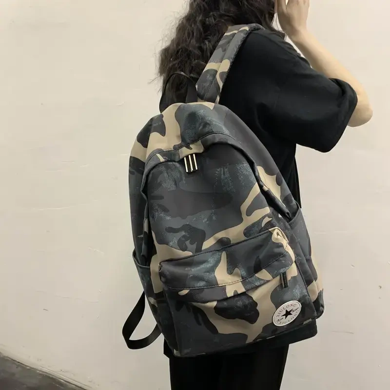 Camouflage Backpack Men's Trendy and Cool Student Backpack Multi-Nylon Large Capacity Male and Female Couple Campus School Bag