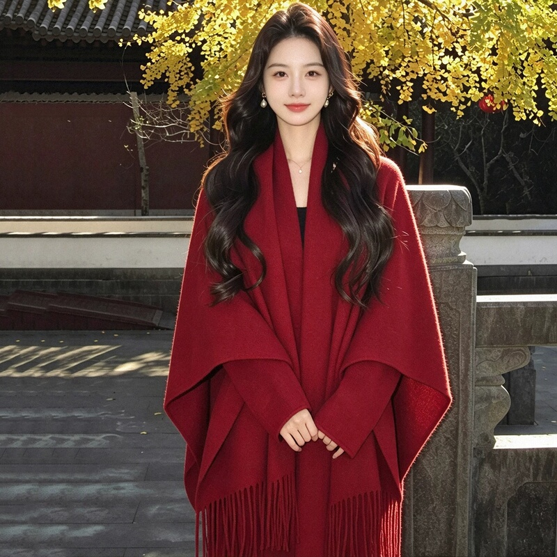 High-End and Elegant Shawl for Women, Suitable for Weddings, Brides, and to Be Worn with Dresses or Qipao, Red Cape Shawl High-End and Elegant Shawl for Women, Suitable for Weddings, Brides, and to Be Worn with Dresses or Qipao, Red Cape Shawl