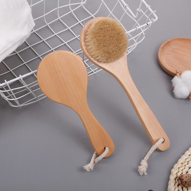 New Model Round-Head Medium-Sized Bath Brush with Pig Bristles for Cleaning, Massaging, Scrubbing, and Exfoliating