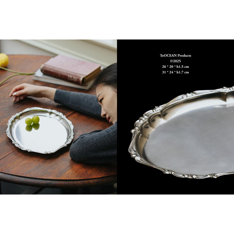 Sea Art Museum·Motta Italian Imported 304 Stainless Steel Tray Retro Desktop Storage Round Dinner Plate Sea Art Museum·Motta Italian Imported 304 Stainless Steel Tray Retro Desktop Storage Round Dinner Plate