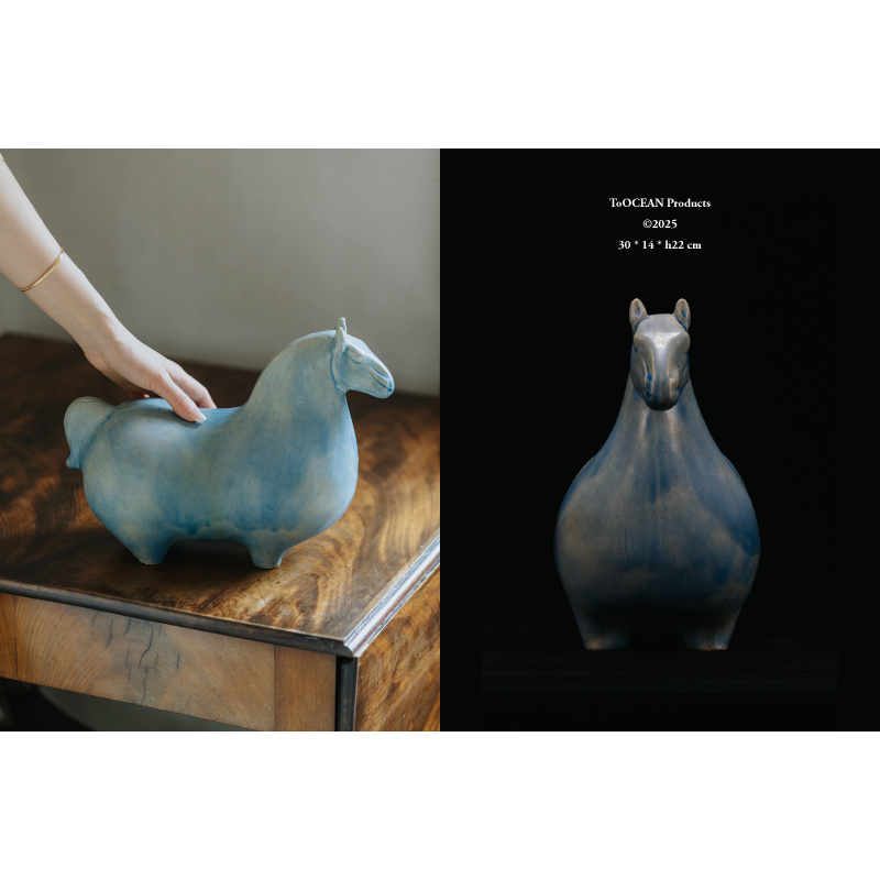 Sea Art Museum·Jade Horse Ceramic Ornament Jingdezhen Kiln Glaze Antique Chinese Style Entrance Hall Living Room Decoration
