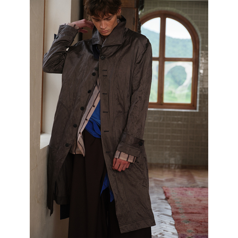 Soknot Artistic Style Mid-Length Loose 2026 Spring and Autumn New Relaxed Trench Coat Jacket Unisex Trendy Soknot Artistic Style Mid-Length Loose 2026 Spring and Autumn New Relaxed Trench Coat Jacket Unisex Trendy