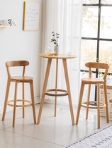 Bar solid wood round bar table home bar milk tea shop high table balcony leisure table and chairs Nordic simple bar table