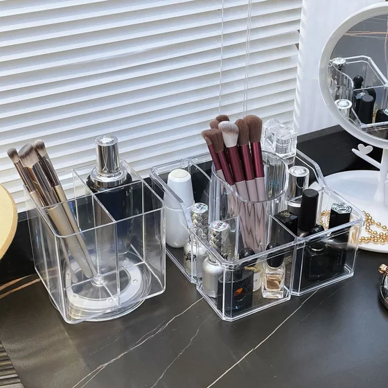 Transparent Cosmetics Storage Box Desktop Storage Box Cosmetics Display Rack Rotating Makeup Storage Box Stationery Storage