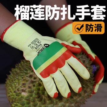 Durian-Specific Gloves for Peeling Durian, Peeling Durian, Steaked Durian, Thickeneded, Anti-Thorn, Anti-Puncture, Wear-Resistant, Non-Slip, Latex for Men