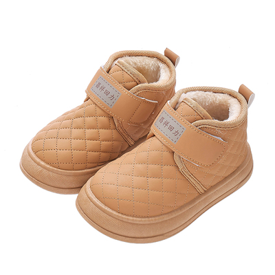 网格防水儿童秋冬加绒加厚雪地靴魔术贴韩版时尚宝宝防滑软底潮