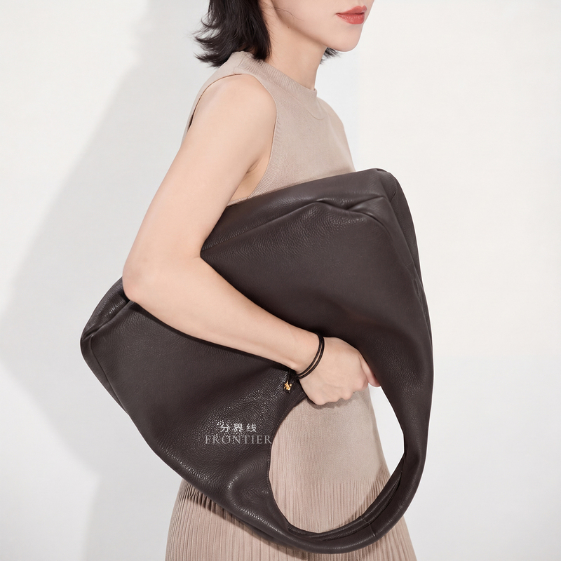 【Dividing Line】Imported Full-Grain Leather Campana Large Tote Bag Underarm Woven Cowhide Genuine Leather Handbag