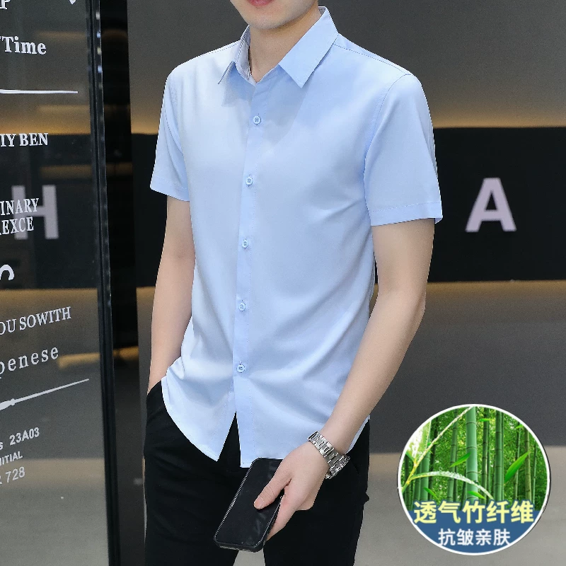 Shirt, summer thin silk suit, with short sleeve
