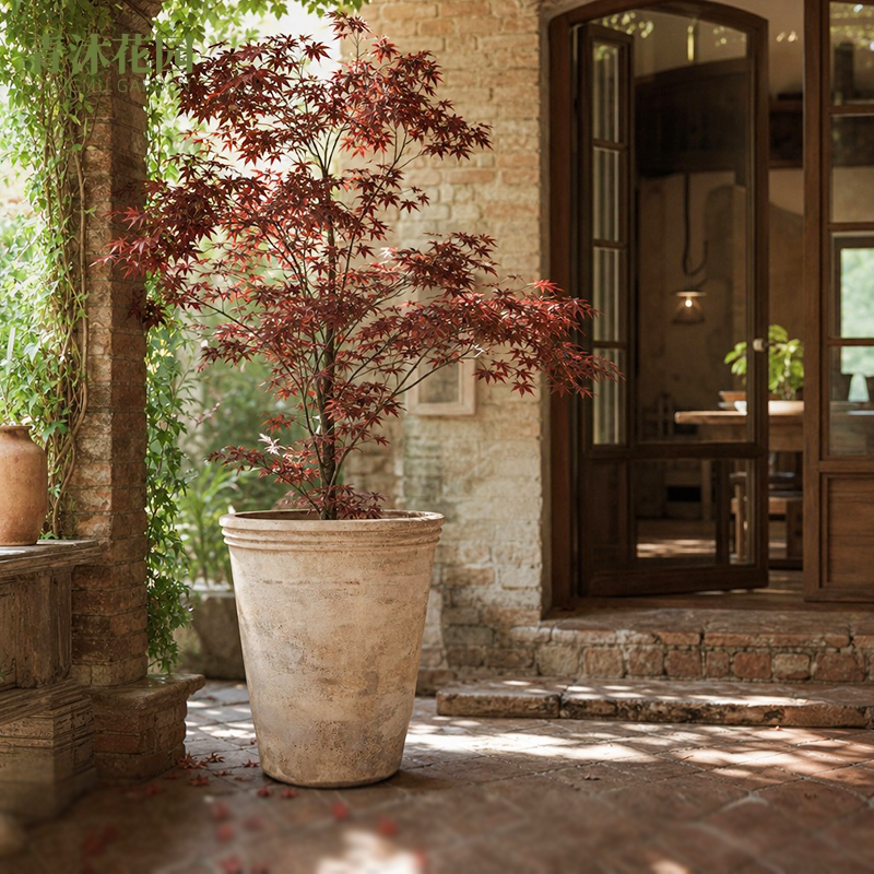 Deroma Imperial Roman Clay Flower Pot Large Diameter Round Tall Pot Floor-Standing Flower Pot for Planting in Garden and Courtyard Deroma Imperial Roman Clay Flower Pot Large Diameter Round Tall Pot Floor-Standing Flower Pot for Planting in Garden and Courtyard