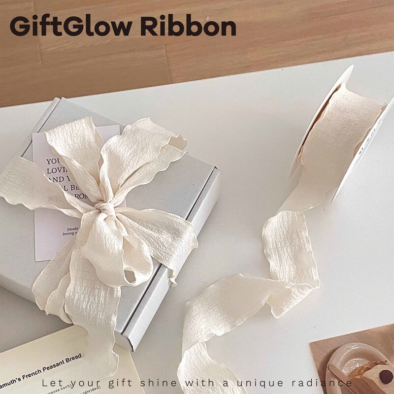 ins Pleated Ribbon with Wavy Ruffles, Lace Gift Wrapping Rope, Floral Binding Tape, Gift Decoration Tie