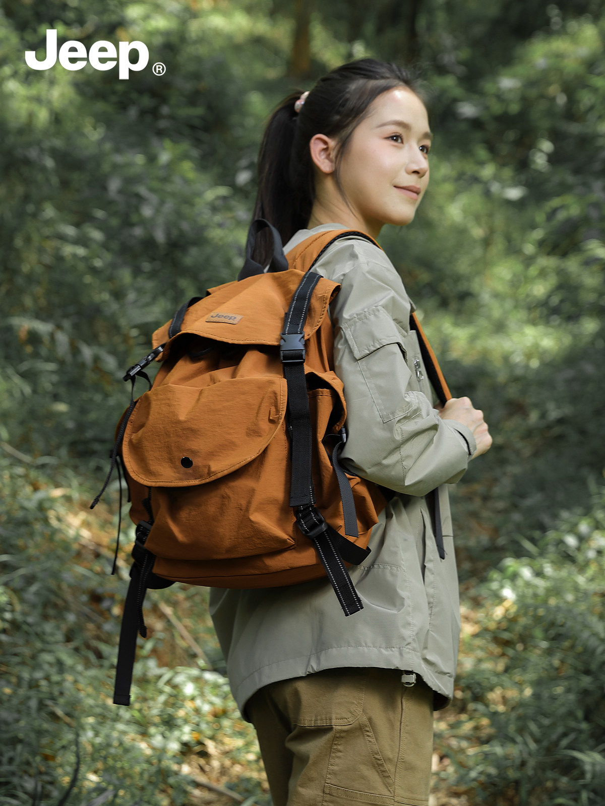 Jeep Backpack for Women, Lightweight, Stylish, Waterproof, Outdoor Hiking Bag, Trekking Backpack, Girls' School Bag