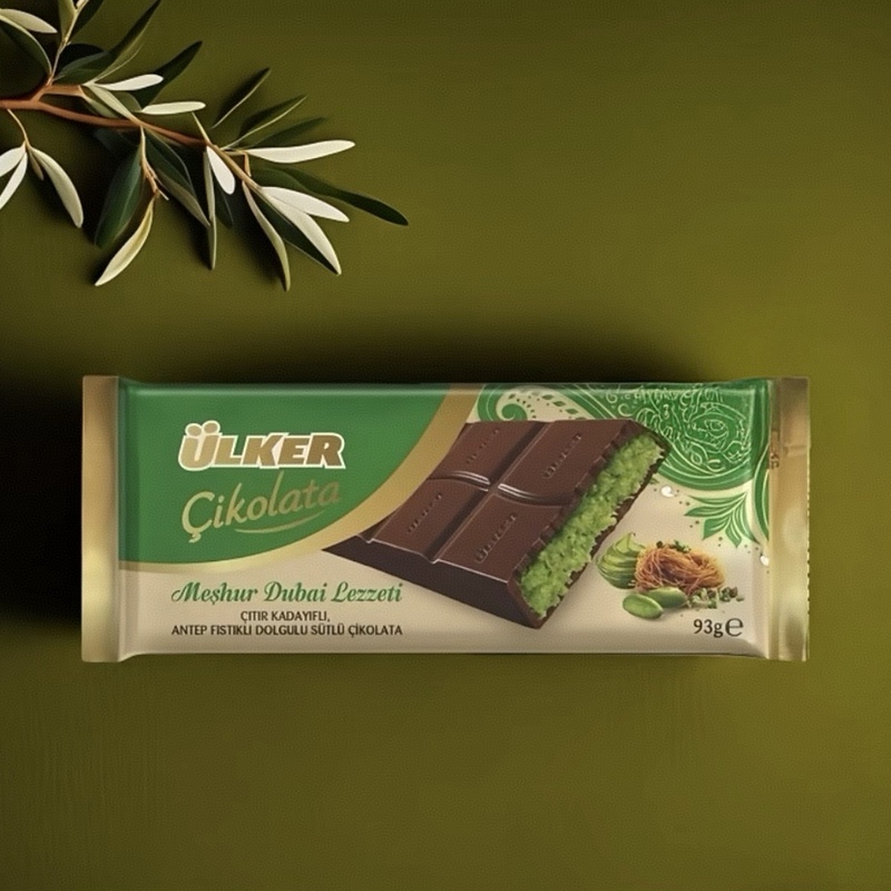 Turkey·Ulker Brand Dubai Pistachio-Filled Milk Chocolate 93g Dubai Flavor Chocolate Turkey·Ulker Brand Dubai Pistachio-Filled Milk Chocolate 93g Dubai Flavor Chocolate
