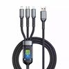 100W Fast Charging Data Cable, Mobile Phone Charger Cable, Car Charger Cable, Three-In-One Multi-Head New Model with Light, Universal Super Flash Charging, Suitable for Apple iPhone and Android