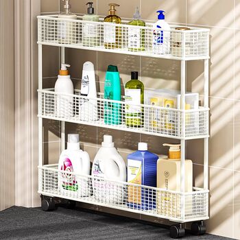 Bathroom slit storage cabinet with ultra-q narrow gap behind door bathroom 12cm extremely narrow cart ultra-thin model