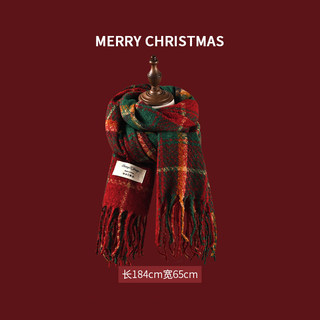 DIWONOR围巾新年ins风红色复古格子女冬季保暖新款氛围感百搭围脖