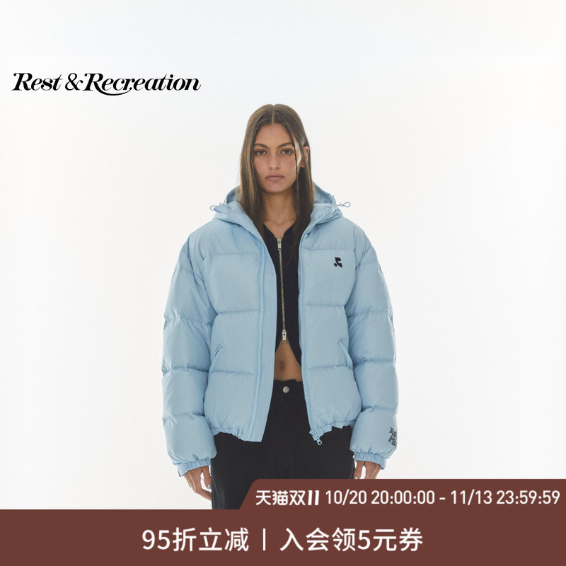 [Celebrity Style] Restandrecreation Official Classic Hooded Embroidered down Jacket for Men and Women