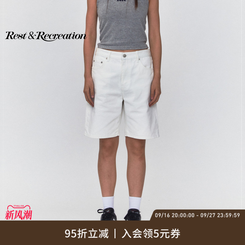Restandrecreation Official Classic Rr Loose-Fitting Vintage Denim Shorts, Versatile for Both Men and Women