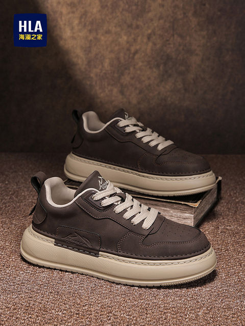 Heilan Home Men's Shoes 2026 Summer New Genuine Leather Breathable Casual Sneakers Men's British Style Retro Sports Shoes