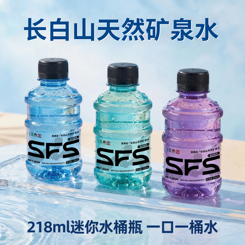 Shengfeisi Changbai Mountain Natural Mineral Water, Weakly Alkaline Water, High-Quality Mini Bottled and Barreled Drinking Water, Whole Box