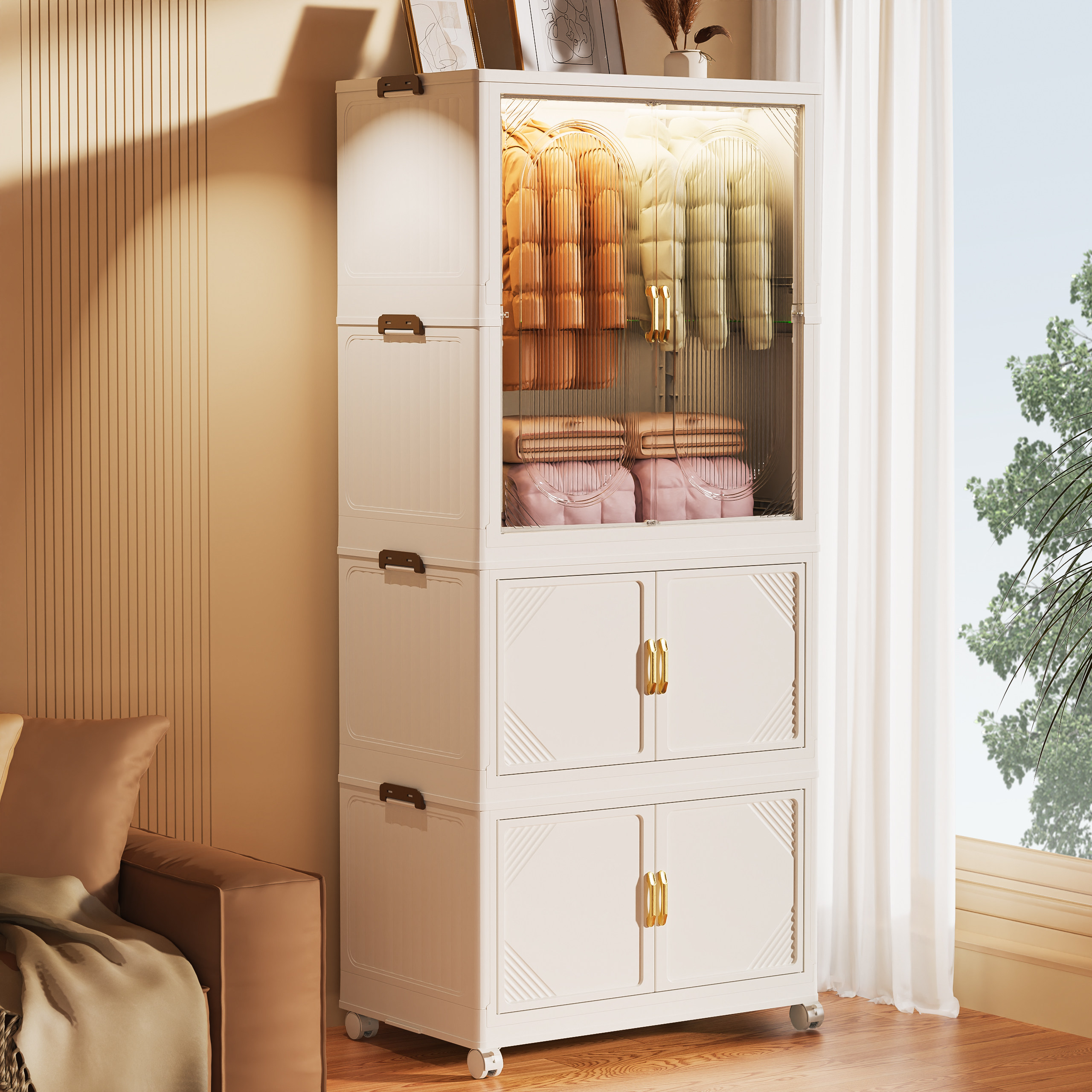 Installation-Free Baby Wardrobe, Thickened Baby Storage Cabinet, Household Snack Organizer, Clothes Storage, Children's Small Wardrobe