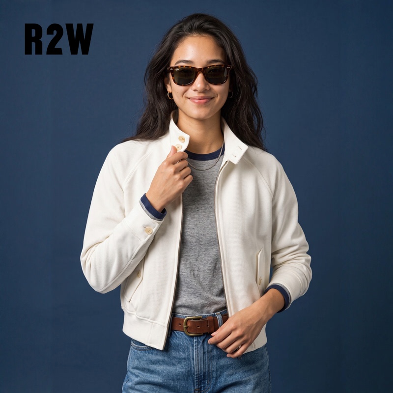R2W American Retro Old Money Style Pure Cotton Pique Knit Jacket for Women, Autumn High-Waisted Short Sports Coat R2W American Retro Old Money Style Pure Cotton Pique Knit Jacket for Women, Autumn High-Waisted Short Sports Coat