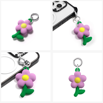 Spot case new honey purple flower hanging chain key ring suitable for huawei apple lanyard love mobile phone accessories