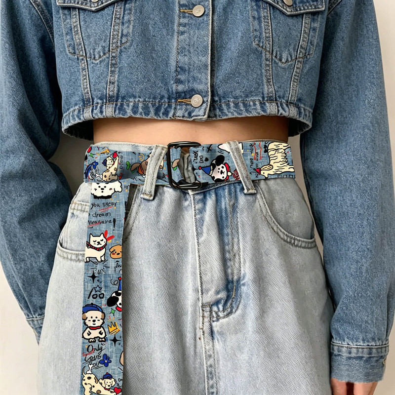 Original Niche No-Punch Canvas Versatile Belt for Women ins Fashion Trendy Unique Design Men's Decorative Pants Denim Cat Original Niche No-Punch Canvas Versatile Belt for Women ins Fashion Trendy Unique Design Men's Decorative Pants Denim Cat