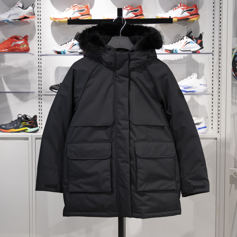 Li Ning Mid-Length down Jacket 2024 Winter Fashion Trend Water-Repellent Duck down Warm Sportswear Aymu190
