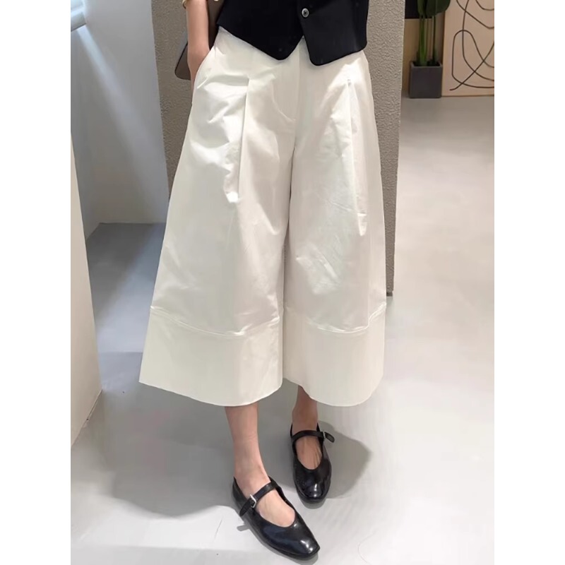 Outlet Foreign Trade Discounted Clearance Summer Capri Wide-Leg Pants Pear-Shaped Tailored High-Waisted Casual Pants