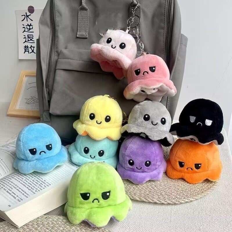 Cute and Stylish Flip-Up Octopus Backpack Pendant for Students, Double-Sided Octopus Toy Cute and Stylish Flip-Up Octopus Backpack Pendant for Students, Double-Sided Octopus Toy