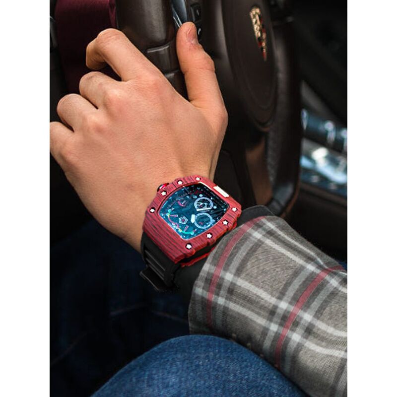Richard's Same Style Fashionable Hollow Men's Fully Automatic Quartz Watch Miller Carbon Fiber High-End Barrel-Shaped Wristwatch