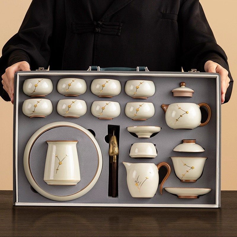 2026 новый чайный сервиз Ru Kiln, бытовой легкий роскошный чай высокого класса, специальный китайский подарок на день рождения для пожилых людей