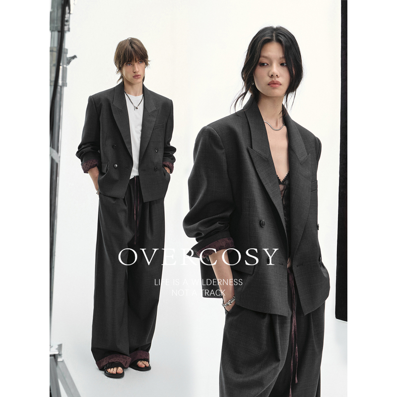 Overcosy Extremely Comfortable/2026 New Autumn Coat Sheep Wool Double-Breasted Short Suit for Men and Women