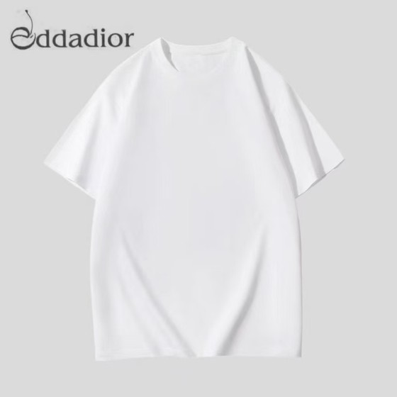2025夏季新款男女同款圆领短袖T恤纯色简约百搭休闲上衣1