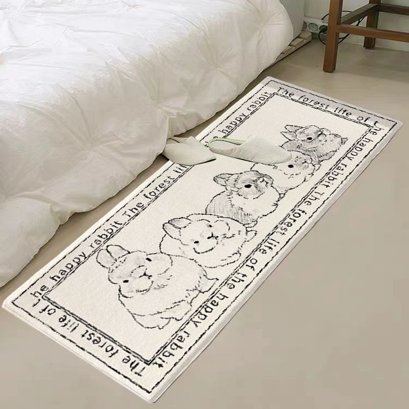 Original Sketch of a Rabbit Covering the Bedside Rug, Girly and Cute, Long Non-Slip Mat, Decorative Carpet in Front of the Makeup Mirror Original Sketch of a Rabbit Covering the Bedside Rug, Girly and Cute, Long Non-Slip Mat, Decorative Carpet in Front of the Makeup Mirror