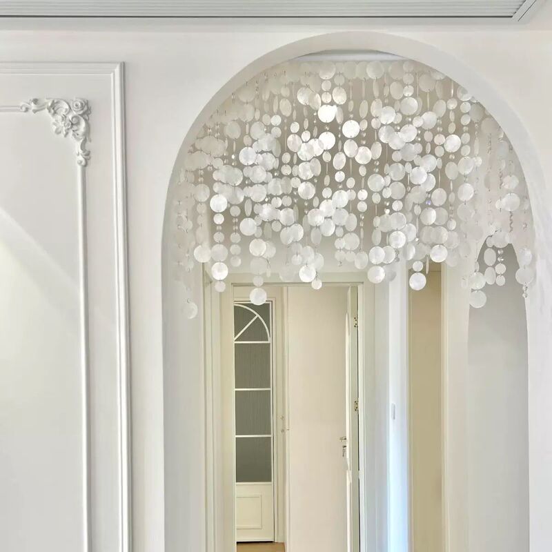 No-Drill Octagonal Shell Dreamy Door Curtain Wedding Stage Romantic Prop Partition Decoration Hanging Curtain Finished Curtain