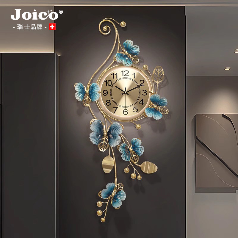 Швейцарские настенные часы JOCIO light роскошные высококачественные новые декоративные часы с решеткой для гостиной, трехмерное украшение настенных часов в виде бабочки Изображение 1