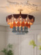 French-Style Pastoral Ceramic Dining Room Chandelier, Retro Dopamine New Style, High-End Art Living Room Dining Table Lighting Fixtures for Villa